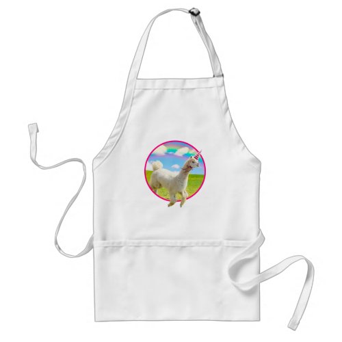 Alpaca Unicorn Under Rainbow Sky Adult Apron