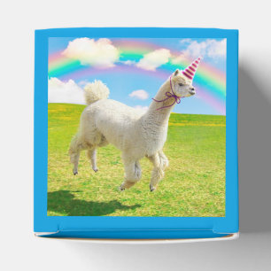 Alpaca Unicorn Under Rainbow Sky Favor Boxes