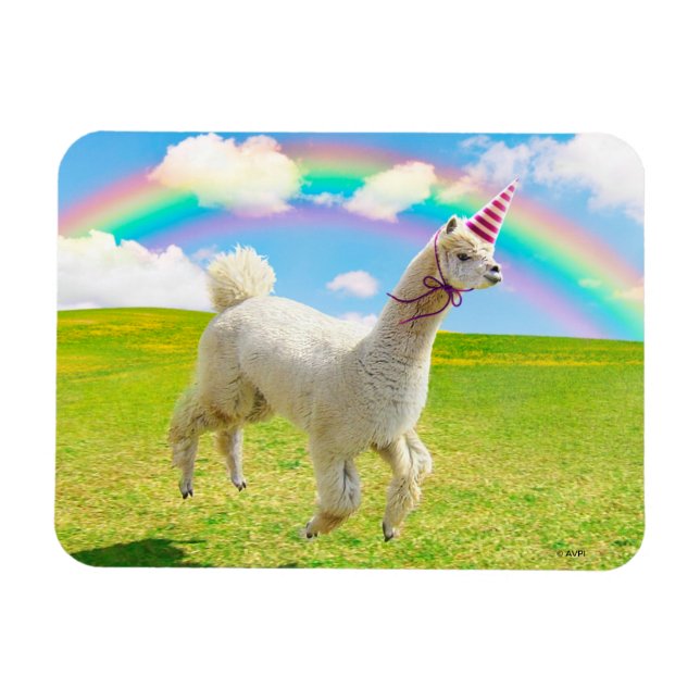 Alpaca Unicorn Under Rainbow Sky Magnet (Horizontal)