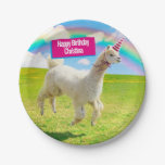 Alpaca Unicorn Under Rainbow Sky Paper Plates