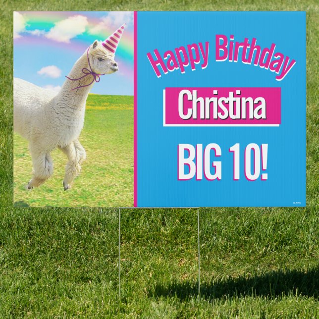 Alpaca Unicorn Under Rainbow Sky Sign (Insitu)