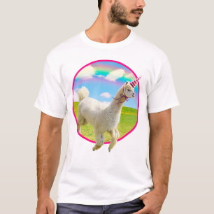 Alpaca Unicorn Under Rainbow Sky T-Shirt
