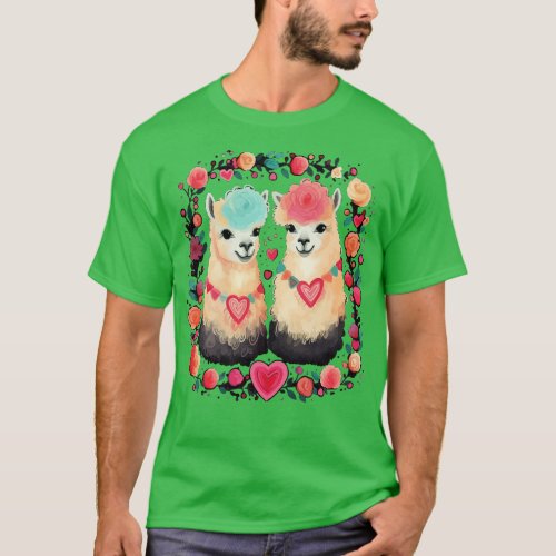 Alpaca Valentine Day T_Shirt