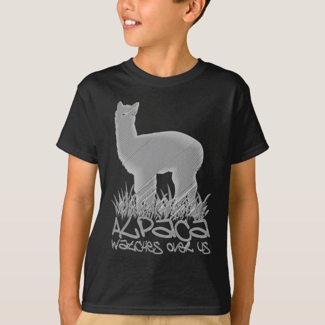 Alpaca watches over us T-Shirt (Front)
