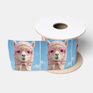 Alpaca Wearing Head Scarf and Sunglasses Satin Ribbon