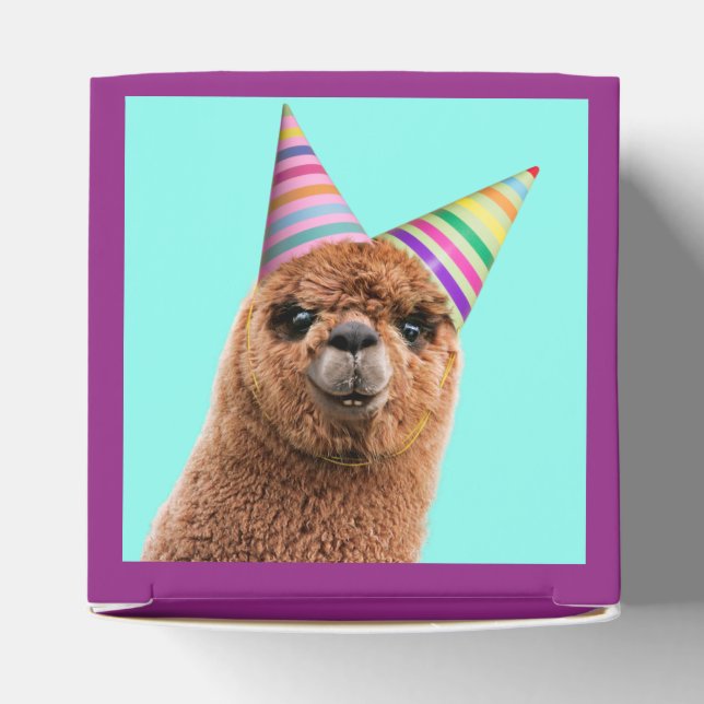 Alpaca Wearing Party Hats Favor Boxes (Top)