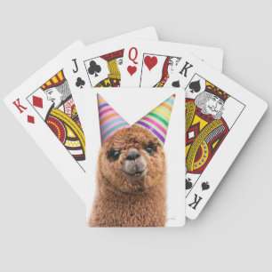 Alpaca Wearing Party Hats Poker Cards