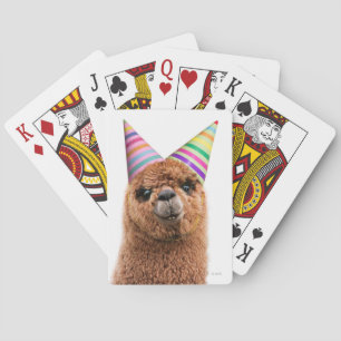 Alpaca Wearing Party Hats Poker Cards