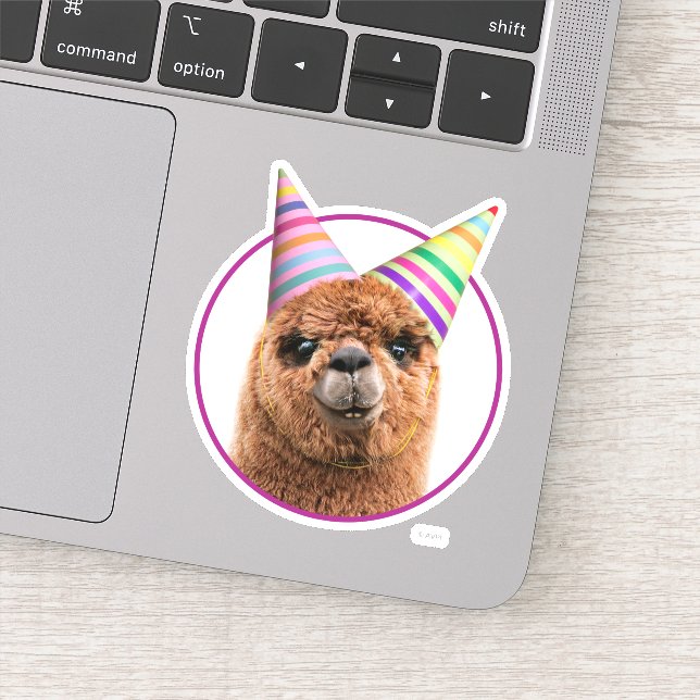 Alpaca Wearing Party Hats Sticker (Detail)