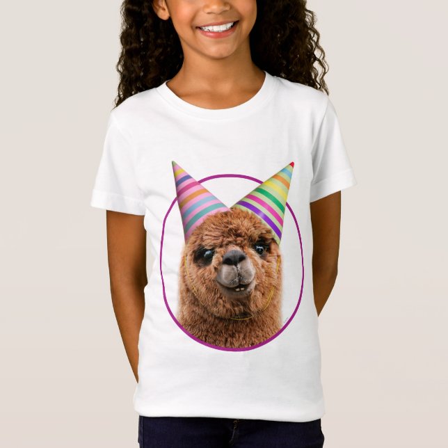 Alpaca Wearing Party Hats T-Shirt (Front)