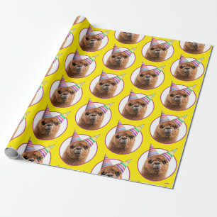 Alpaca Wearing Party Hats Wrapping Paper