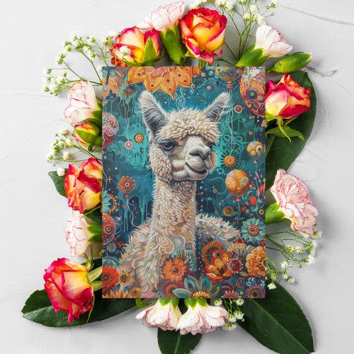 Alpaca Whimsical  Birthday Card