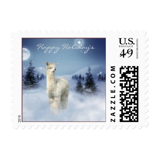 Alpaca Winter Christmas Postage Stamps