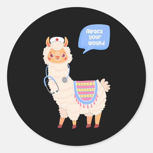 Alpaca Your Wound Cute Llama Wound Care Nurse Classic Round Sticker (Front)