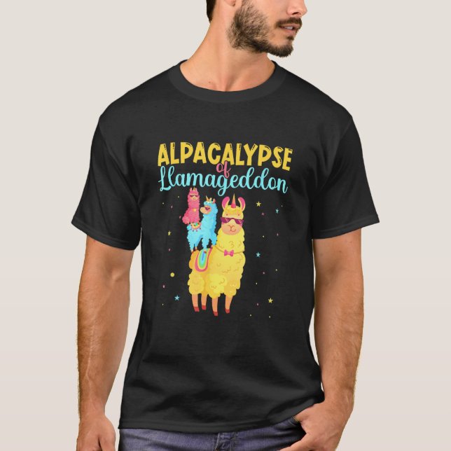 Alpacalypse Or Llamageddon Alpacas and Llamas Take T-Shirt (Front)