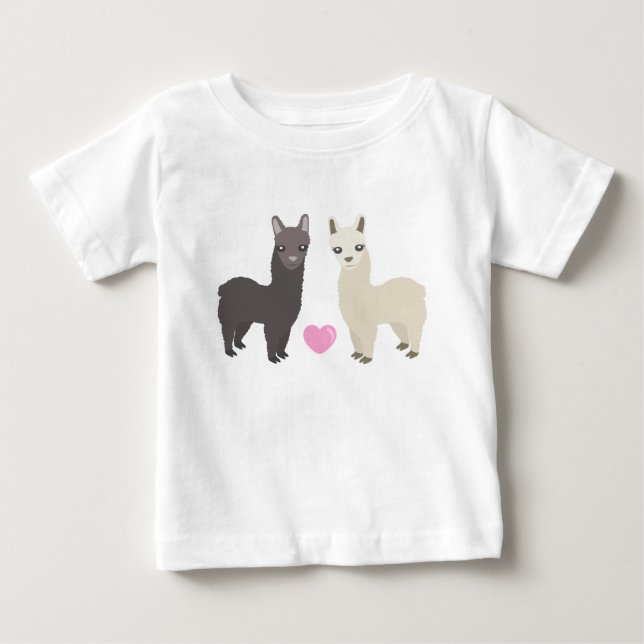 Alpacas and Heart Baby T-Shirt (Front)
