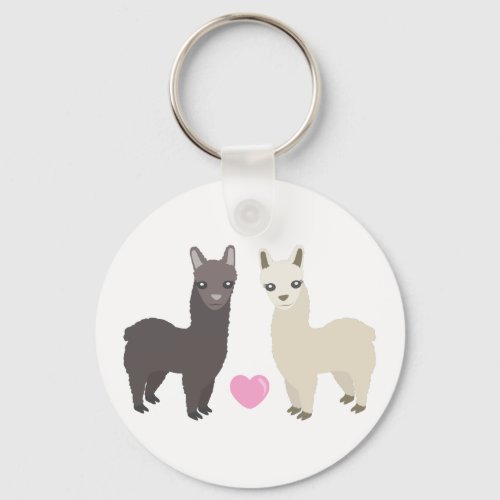 Alpacas and Heart Keychain