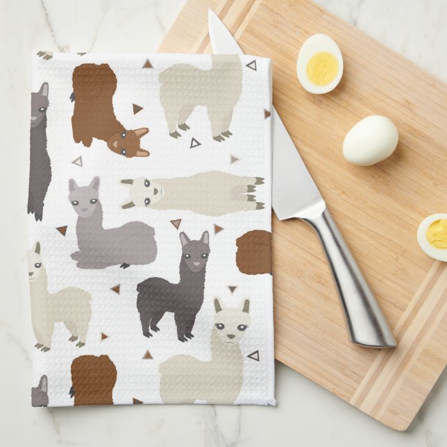Alpacas Geo Pattern Towel (Quarter Fold)