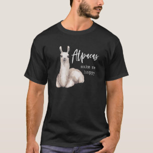 Alpacas Make Me Happy Cute Llama Love Pun Quote M T-Shirt