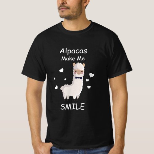 Alpacas Make me smile Llama Lovers Gift T_Shirt