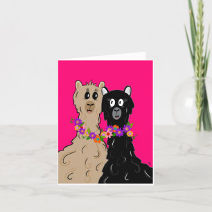 Alpaca's with flower necklace thank you card