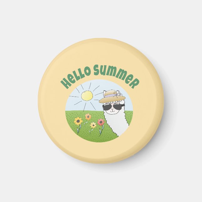 Alpaka party Hello Summer Alpaca partytime Magnet (Front)