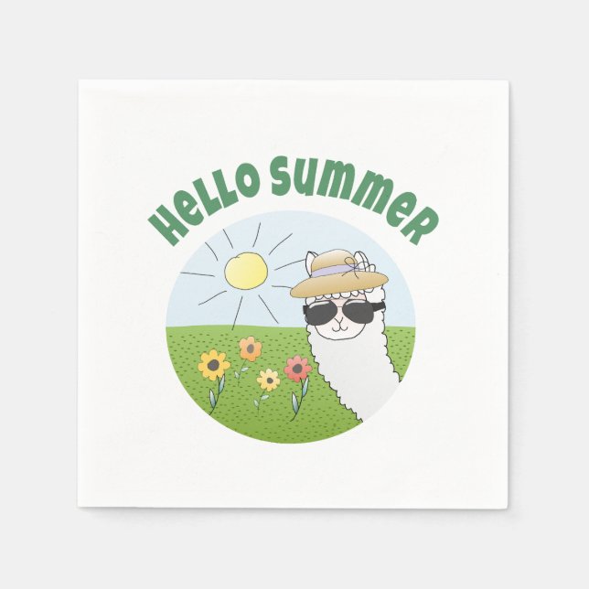 Alpaka party Hello Summer Alpaca partytime Napkins (Front)