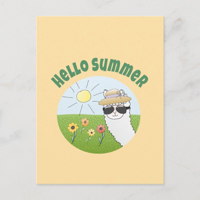 Alpaka party Hello Summer Alpaca partytime Postcard (Front)