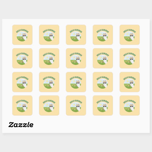 Alpaka party Hello Summer Alpaca partytime Square Sticker (Sheet)