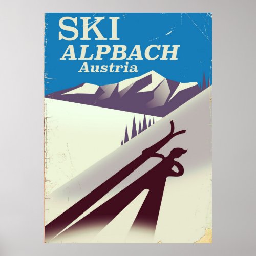 Alpbach Austrian ski travel poster