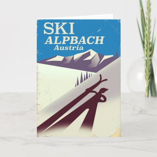 Alpbach Austrian ski travel poster Card