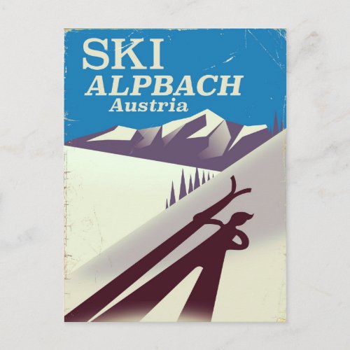 Alpbach Austrian ski travel poster Postcard