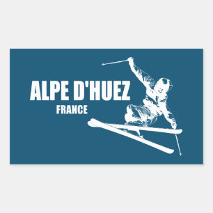 Alpe d’Huez France Skier Rectangular Sticker