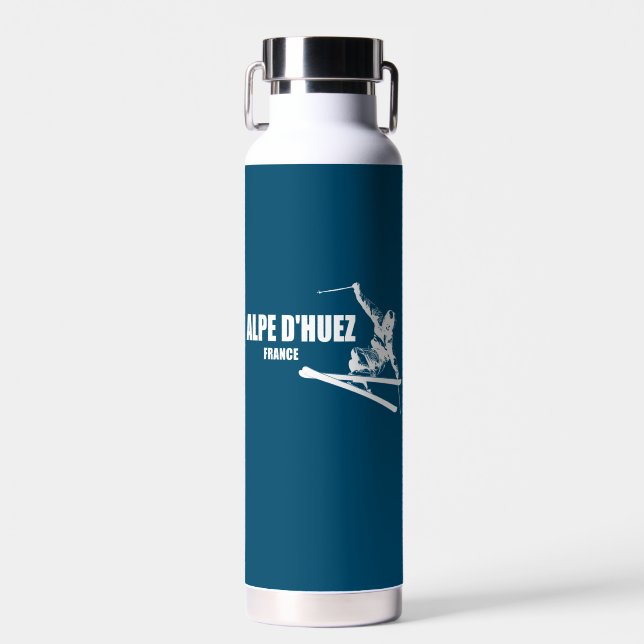 Alpe d’Huez France Skier Water Bottle (Front)