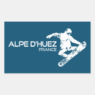 Alpe d’Huez France Snowboarder Rectangular Sticker