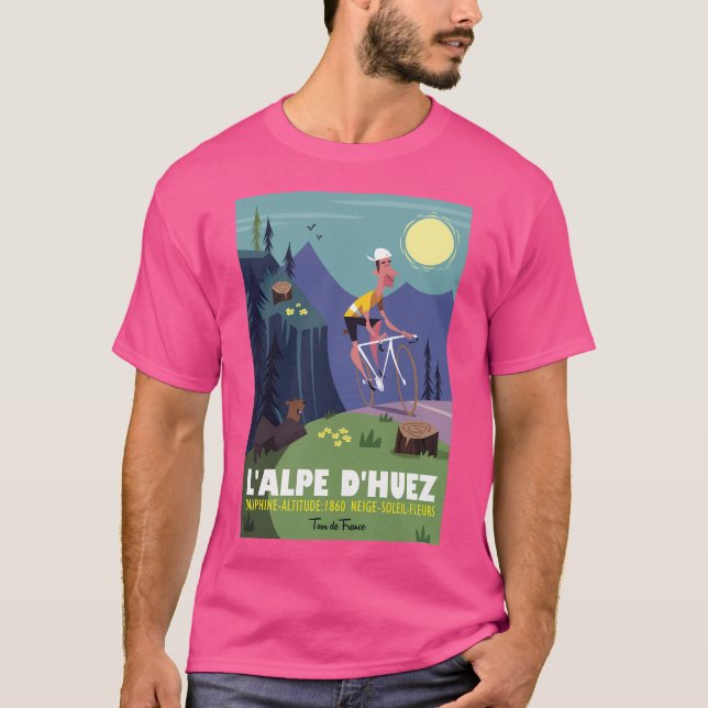Alpe D'Huez Cycling Poster T-Shirt (Front)