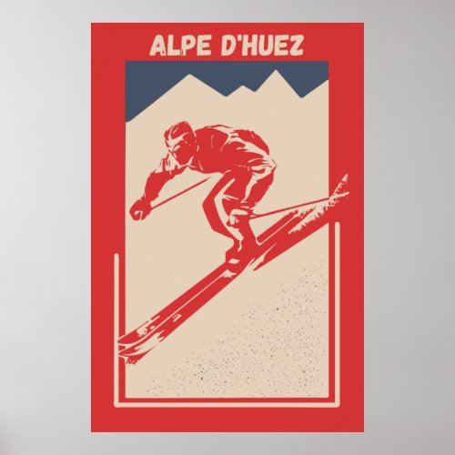Alpe dHuez France Ski Resort Vintage Poster
