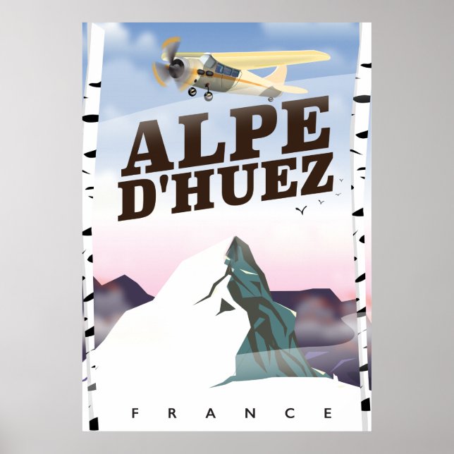 Alpe d'Huez, France ski travel poster (Front)