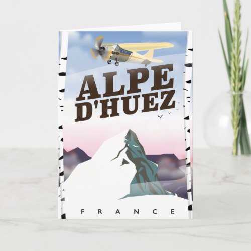 Alpe dHuez France ski travel poster Holiday Card