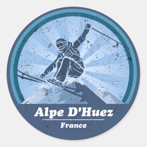 Alpe dHuez Ski resort _ Skier Sticker