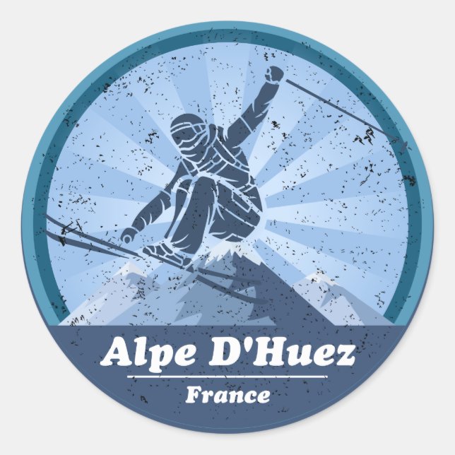 Alpe d'Huez Ski resort - Skier Sticker (Front)