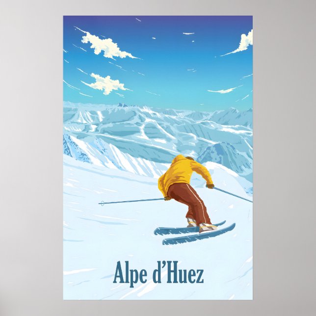 Alpe dHuez Ski Resort Travel Poster (Front)
