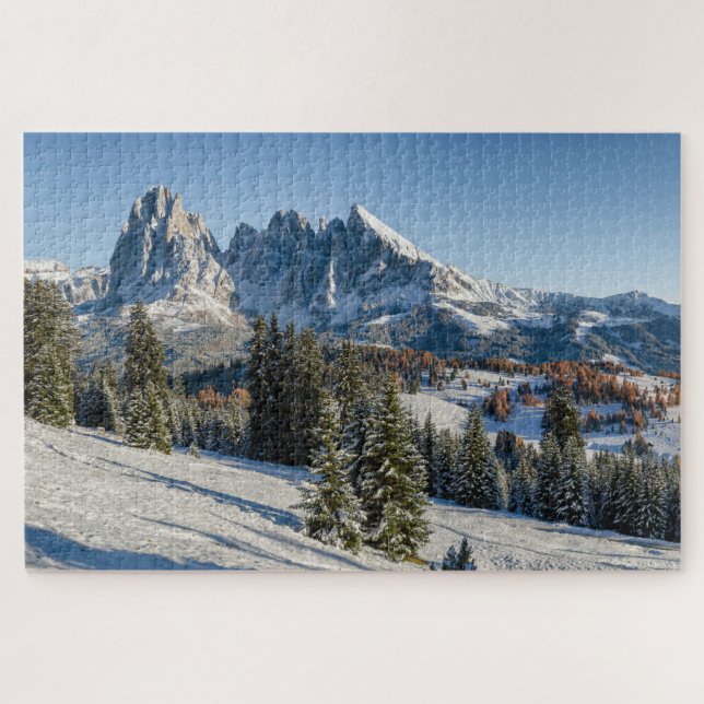 Alpe di Siusi Dolomites winter landscape Jigsaw Puzzle (Horizontal)