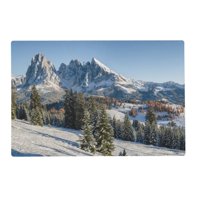 Alpe di Siusi winter Dolomites landscape placemat (Front)