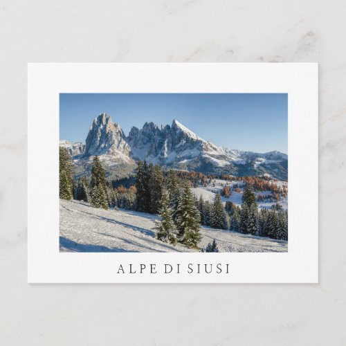 Alpe di Siusi winter landscape white postcard