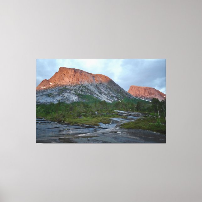 Alpenglow on Norwegian Mountains Canvas Print (Front)