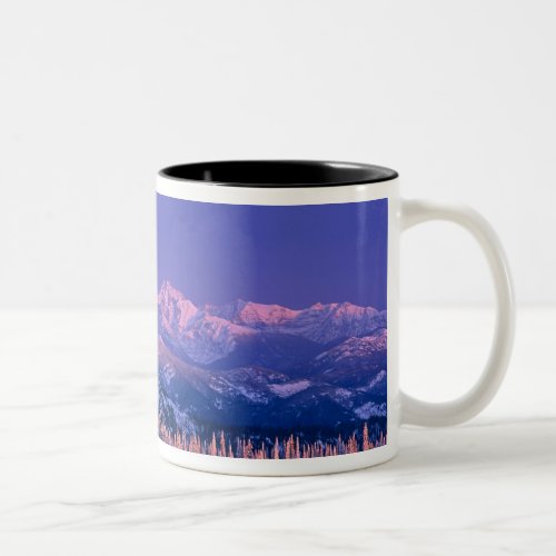 Alpenglow strikes the peaks of Glacier Two_Tone Coffee Mug