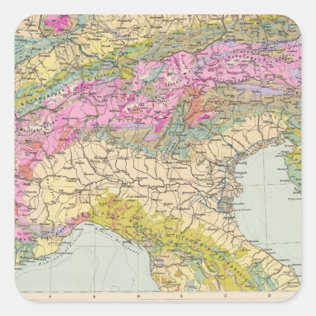 Alpenlander - Atlas Map of the Alps Square Sticker (Front)