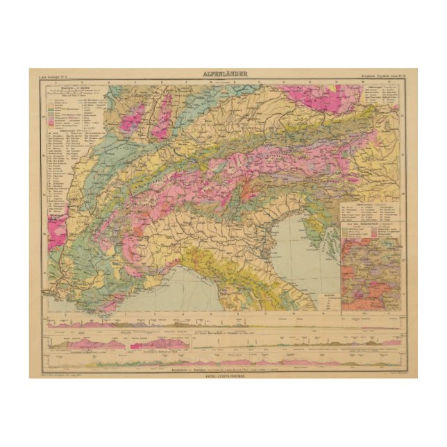 Alpenlander - Atlas Map of the Alps Wood Wall Art (Front)