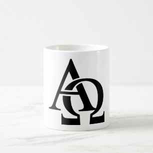 Alpha and Omega symbols Greek Alphabet Letters Coffee Mug